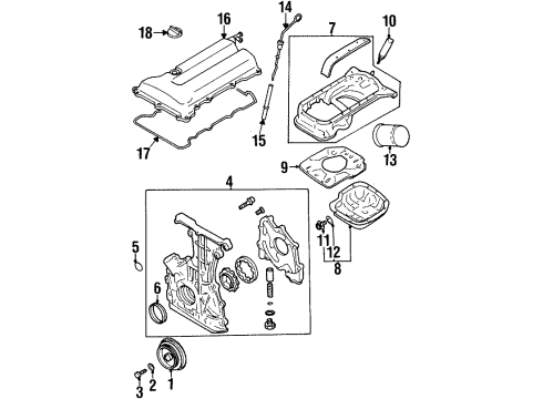 1999 Infiniti G20 Engine Parts, Mounts, Cylinder Head & Valves, Camshaft & Timing, Oil Pan, Oil Pump, Crankshaft & Bearings, Pistons, Rings & Bearings Engine-Oil Fluid Dipstick Diagram for 11140-62J00