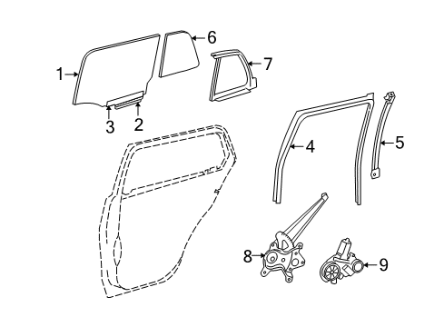 2008 Scion xD Rear Door Weatherstrip Diagram for 68188-52090