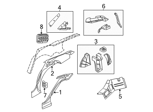 1999 Dodge Intrepid Inner Structure - Quarter Panel RETAINER-Door STRIKER Diagram for 4575580AC