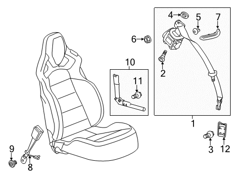 2018 Chevrolet Corvette Seat Belt Tensioner Cover Diagram for 42542693