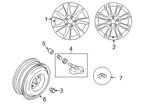 2009 Infiniti EX35 Wheels, Covers & Trim Spoke Wheel Diagram for D0300-1BA2A