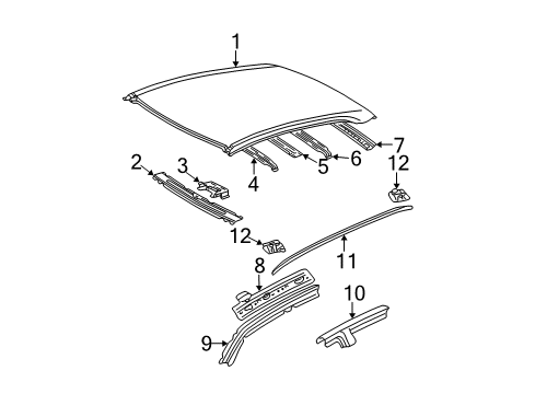 2002 Lexus ES300 Roof & Components, Exterior Trim Panel, Windshield Header, Inner Diagram for 63132-33050