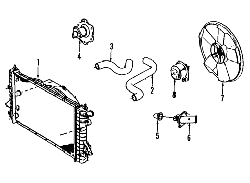 1995 Saturn SL Cooling System, Radiator, Water Pump, Cooling Fan Pulley-Water Pump Diagram for 21000601