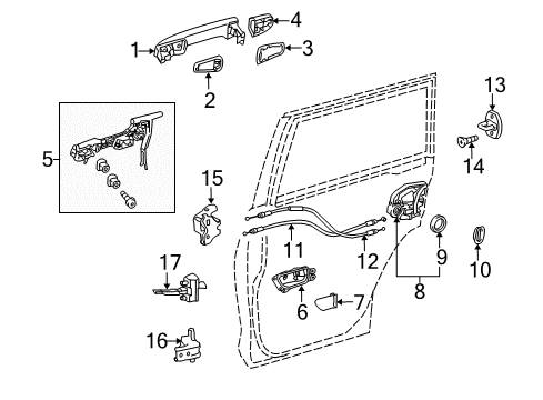 2021 Lexus GX460 Rear Door Front Door Handle Assembly Diagram for 69210-60170-B4