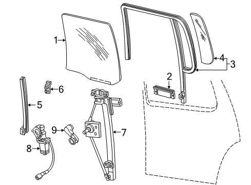 1997 Ford Explorer Rear Door - Glass & Hardware Run Channel Diagram for F87Z-7825766-BAA