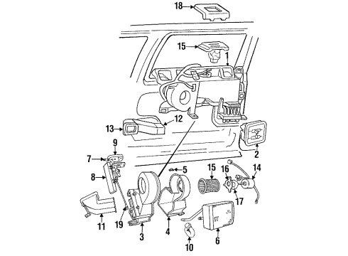 1988 Dodge Mini Ram Auxiliary Heater & A/C Resistor-Aux HTR Sw To Blower Motor Diagram for 3849459