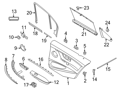 2016 BMW M3 Rear Door Cover, Window Frame, Door Rear Left Diagram for 51357259709