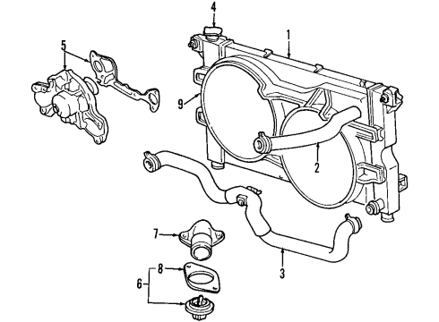 1998 Dodge Grand Caravan Cooling System, Radiator, Water Pump, Cooling Fan Tube Diagram for MD162472