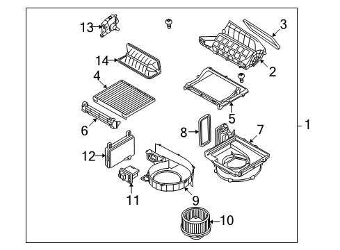 2013 Hyundai Genesis A/C & Heater Control Units Blower Unit Diagram for 97100-3M655