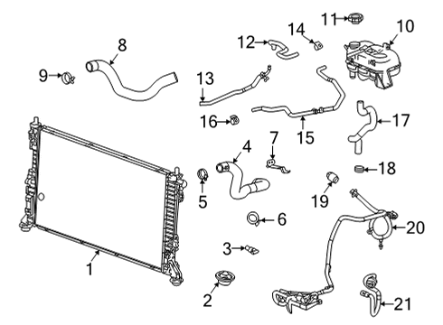 2020 GMC Sierra 1500 Radiator & Components Upper Hose Bracket Diagram for 84144291