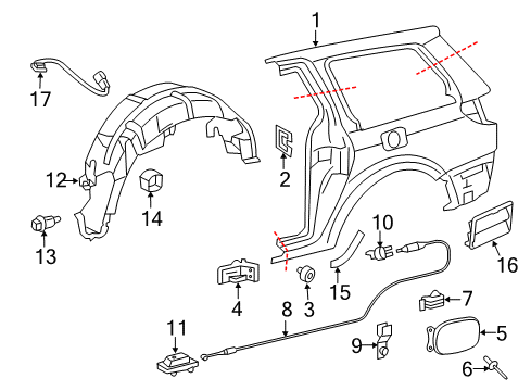 2020 Toyota Sienna Side Panel & Components Release Cable Diagram for 77035-08020