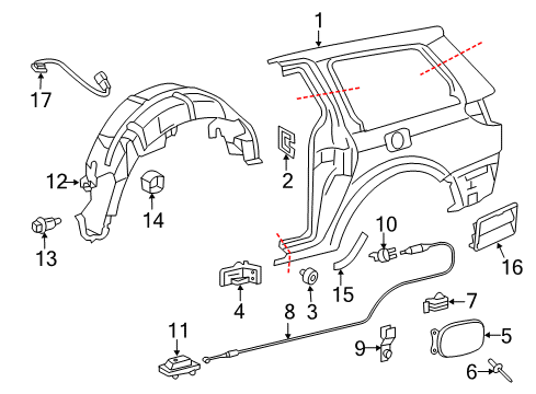 2020 Toyota Sienna Side Panel & Components Wheelhouse Liner Diagram for 65637-08011