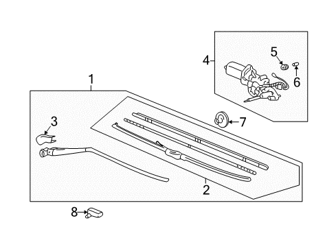 2001 Acura MDX Wiper & Washer Components Cover, Support Diagram for 76722-S3V-A01