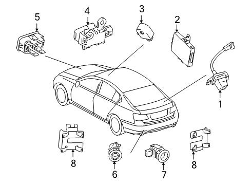 2011 Lexus GS450h Parking Aid Sensor, Ultrasonic, NO.2 Diagram for 89341-30021-J9