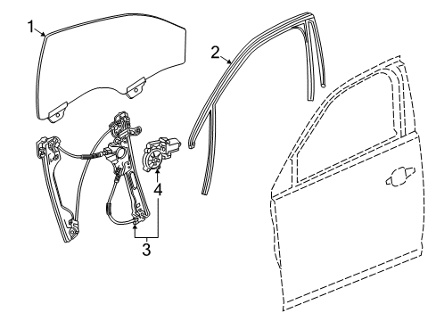 2019 Buick Regal Sportback Front Door Run Weatherstrip Diagram for 39144545