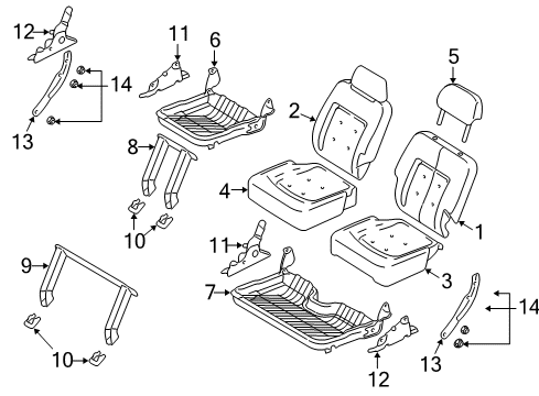 2003 Ford Expedition Rear Seat Components Seat Cushion Pad Diagram for 2L1Z-7863841-CB