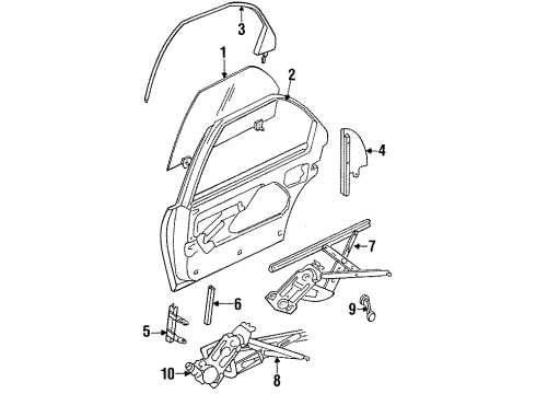 1995 Eagle Vision Rear Door - Glass & Hardware APPLIQUE-Door Diagram for 4780332