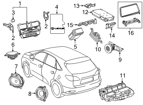 2019 Lexus RX350L A/C & Heater Control Units Multi-Display Assy Diagram for 86110-48561