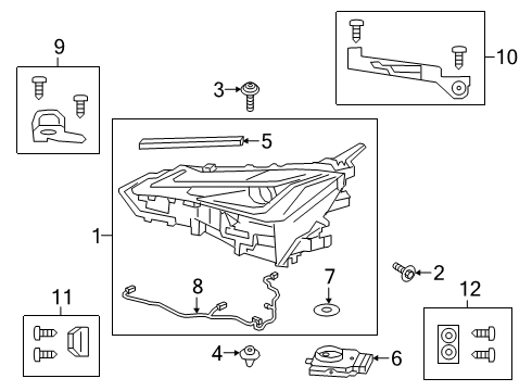 2021 Lexus UX250h Headlamp Components Unit, Headlamp W/Gas Diagram for 81185-76271