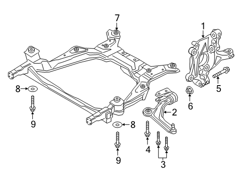 2017 Lincoln Continental Front Suspension Components, Lower Control Arm, Stabilizer Bar Lower Control Arm Inner Bolt Diagram for -W717016-S439