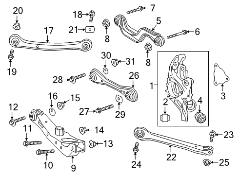 2022 Cadillac XT4 Rear Suspension Link Arm Nut Diagram for 11546367