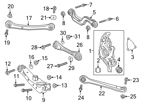 2022 Cadillac XT4 Rear Suspension Knuckle Nut Diagram for 11546368