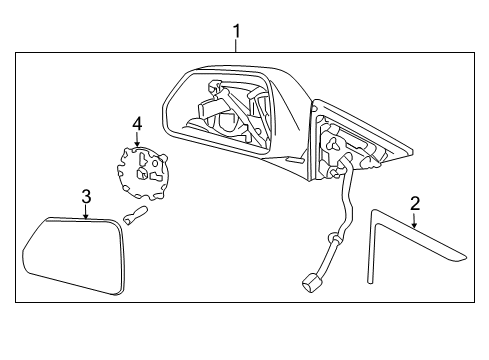 2010 Cadillac CTS Outside Mirrors Mirror Glass Diagram for 25828091