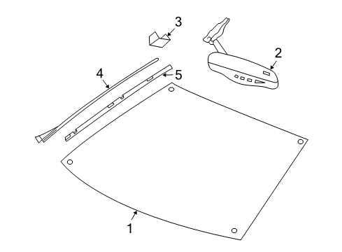 2010 Cadillac STS Windshield Glass, Reveal Moldings Cover, Inside Rear View Mirror Wiring Harness Lower Diagram for 15887558