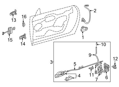 2002 Ford Thunderbird Lock & Hardware Handle, Outside Diagram for 1W6Z-7622405-AAC
