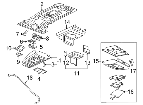 2006 Buick Terraza Overhead Console Filler-Roof Console *Cashmere Diagram for 15790428