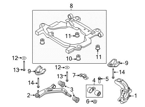 2009 Ford Flex Front Suspension Components, Lower Control Arm, Stabilizer Bar Bushings Diagram for 8A8Z-3C339-A