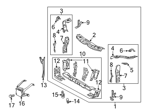 2017 Lexus ES350 Cruise Control System Brace, Radiator Support Diagram for 51465-33060