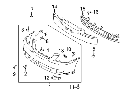 2003 Kia Rio Front Bumper Screw-Tapping Diagram for 1249206183