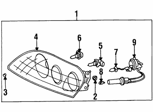 1997 Toyota Supra Bulbs Passenger Side Headlight Assembly Diagram for 81110-1B240