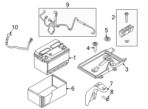 2009 Lincoln MKZ Battery Battery Tray Diagram for 7H6Z-10732-A