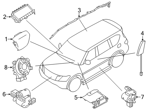 2013 Infiniti QX56 Air Bag Components Steering Air Bag Wire Assembly Diagram for B5554-1LL9A