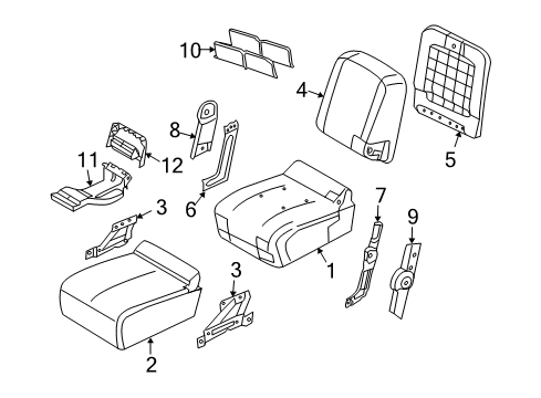 2012 Ram 3500 Front Seat Components Front Seat Cushion Diagram for 1QA42BD3AA