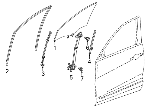 2020 Acura RDX Front Door Sash, Front Right Door Center Diagram for 72231-TJB-A01