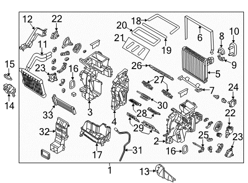2018 Kia Optima Heater Core & Control Valve Core & Seal Assembly-Heater Diagram for 97138D5000