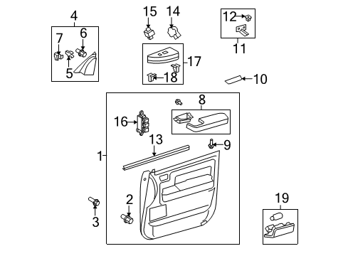 2016 Toyota Sequoia Power Seats Door Trim Panel Diagram for 67620-0C311-C0