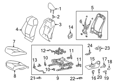2022 Toyota Corolla Cross Driver Seat Components Seat Back Pad Diagram for 71074-0A160-B1