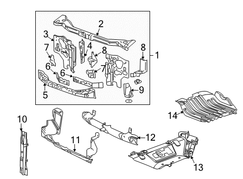 2009 Hummer H3 Radiator Support Lower Bracket Diagram for 97247213