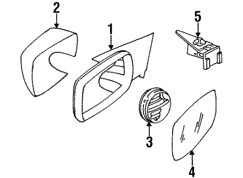 1991 BMW 850i Outside Mirrors Electric.Exterior Heatable Mirror Left Diagram for 51168124653