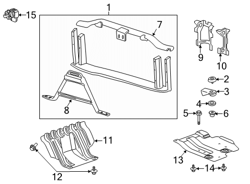 2007 GMC Sierra 3500 HD Radiator Support Radiator Support Mount Bolt Diagram for 11562547