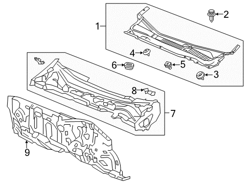 2018 Acura TLX Cowl Dashboard (Lower) Diagram for 61500-TZ3-A01ZZ