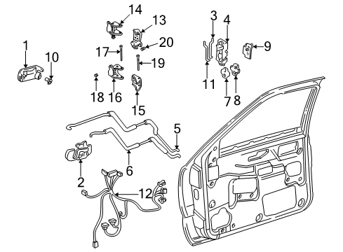 2004 Chevrolet Blazer Front Door - Lock & Hardware Hinge Kit, Front Side Door Lower(Body Side) Diagram for 15981549