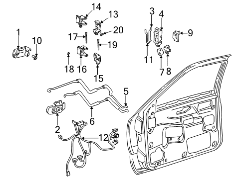 2002 Oldsmobile Bravada Lift Gate Support Strut Diagram for 15130343