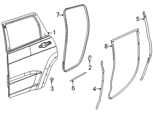 2022 Jeep Wagoneer Door & Components W/STRIP-Rear Door Body Mounted Diagram for 68498157AA