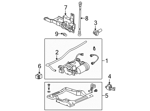 2006 Buick Rendezvous Ride Control Bracket Asm, Auto Level Control Air Compressor Diagram for 88957251