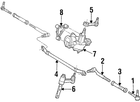 2000 Lincoln Navigator P/S Pump & Hoses, Steering Gear & Linkage Gear Assembly Diagram for YL1Z-3504-BBRM